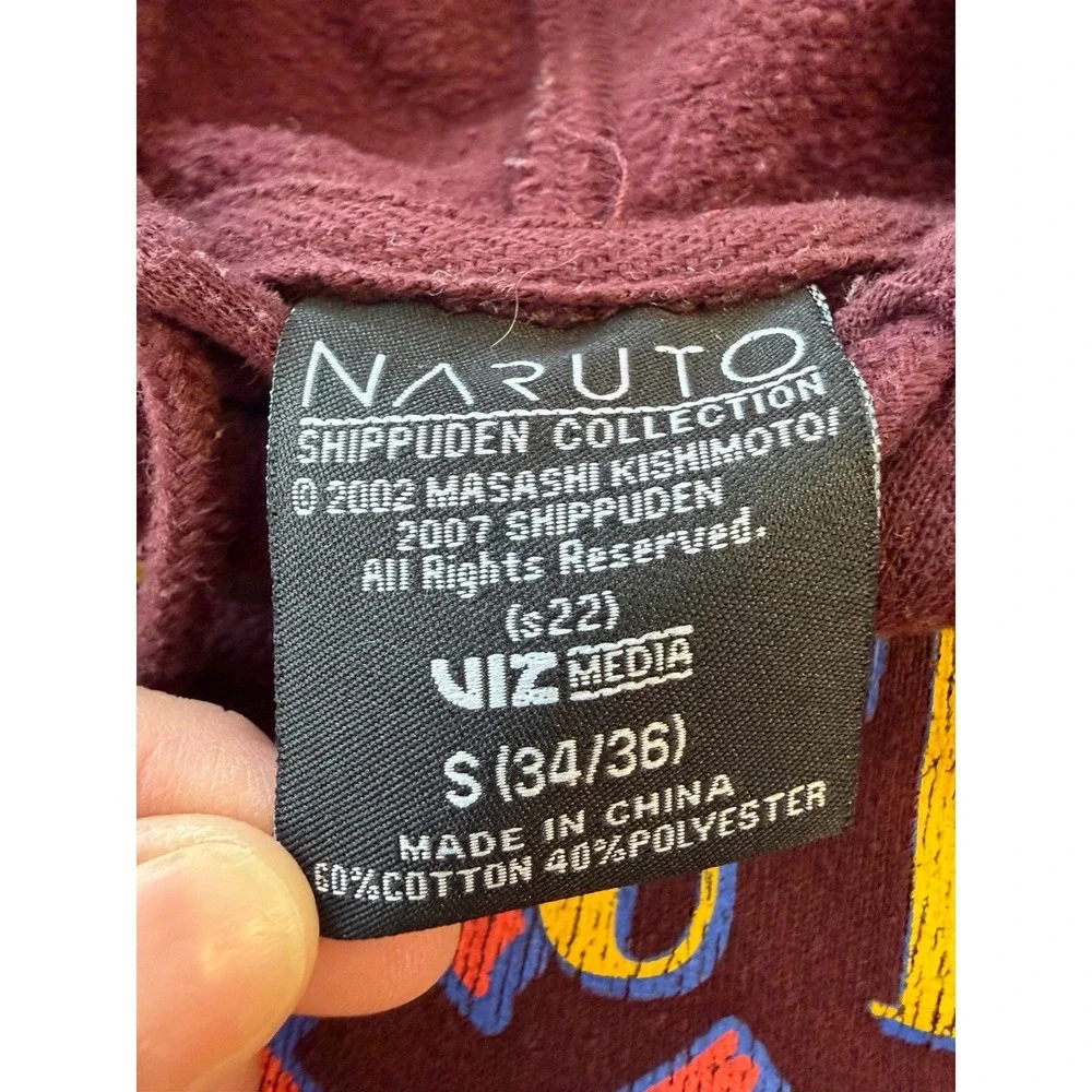 Naruto Hoodie Mens S Maroon Anime Graphic Ramen Ichiraku Pullover